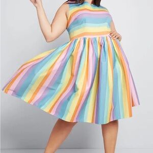Plus Size ModCloth x Collectif Candice Candy Stripes Swing Dress